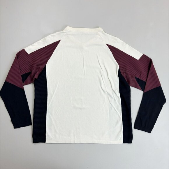THEORY 38 Technical Street Wear Sweater Large Colorblock Ribbed Sleeve White - Picture 7 of 8